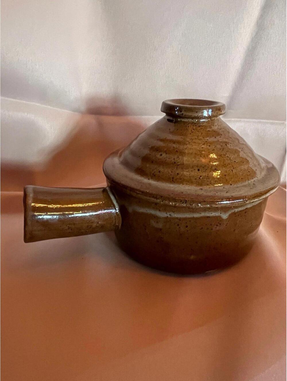 Vintage Ceramic Stoneware Pottery Small Casserole Soup Dish Earthy Small Pot